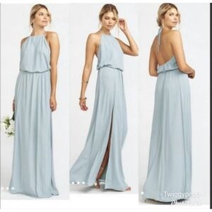 NWT Show Me Your MuMu Halter Maxi Dress Size Large Womens Silver Sage Crisp